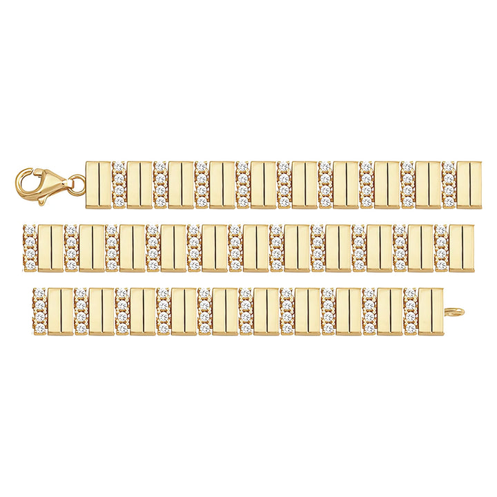 Solid gold bar link bracelet, 9.95 g — shown in three rows across the frame.