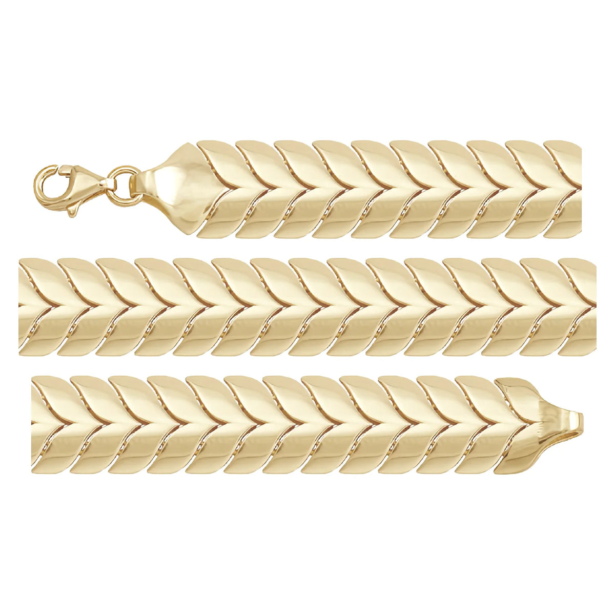 Solid gold braided bracelet, 13.80 g — shown in three rows across the frame.