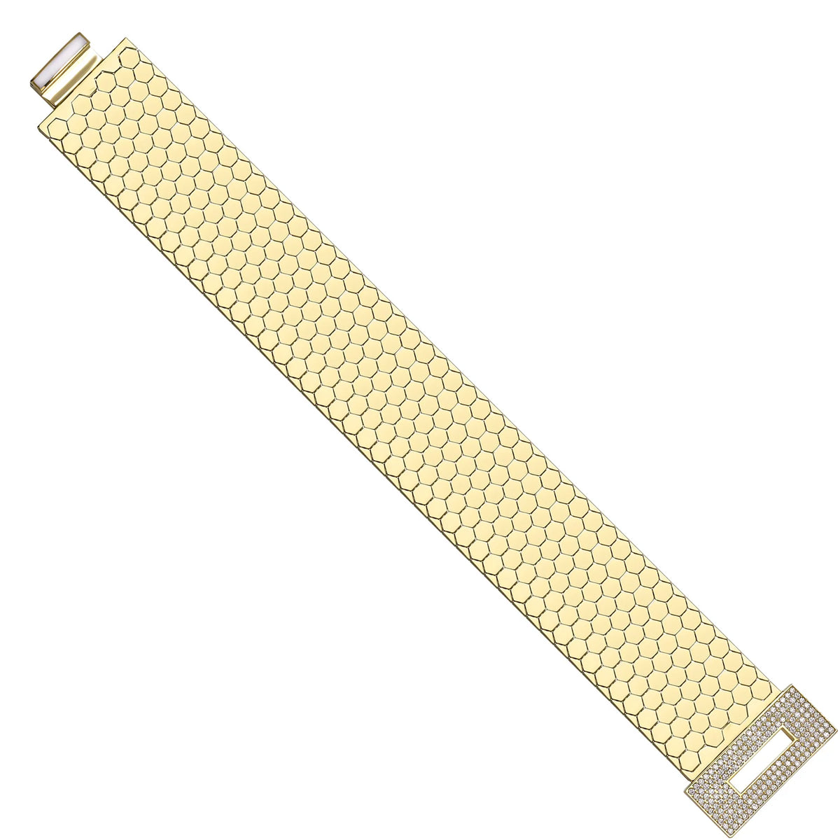Solid gold honeycomb bracelet, 40.70 g — shown at an angle across the frame.