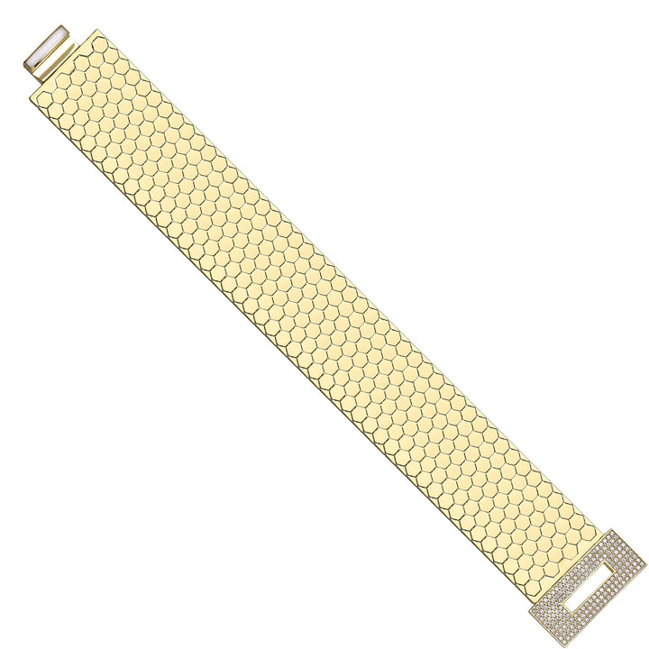 Solid gold honeycomb bracelet, 40.70 g — shown at an angle across the frame.