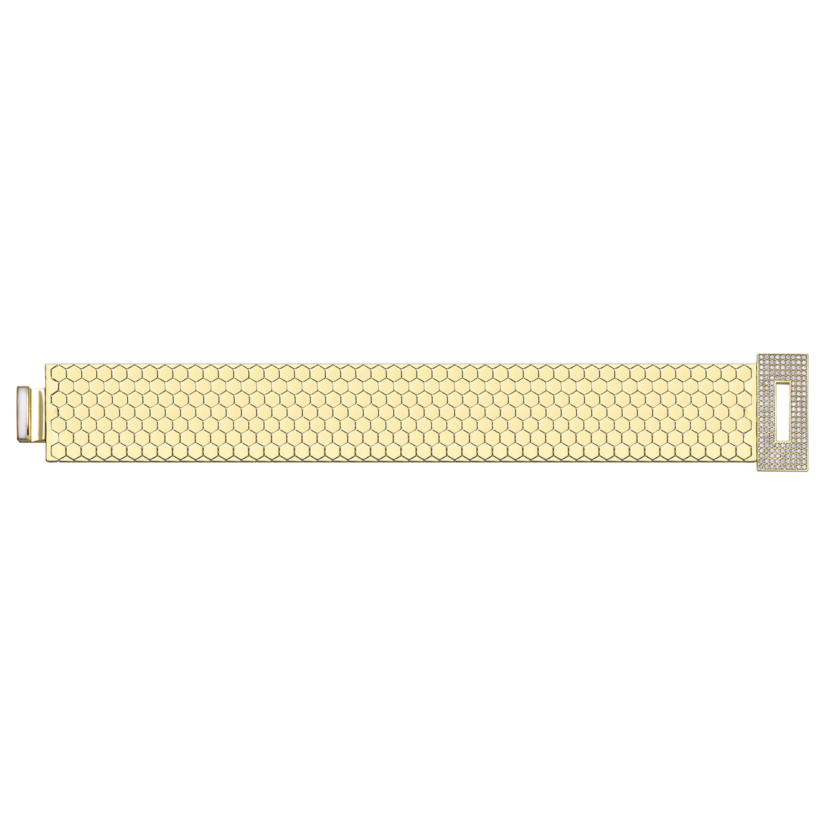 Solid gold honeycomb bracelet, 40.70 g — shown square on a plain background.