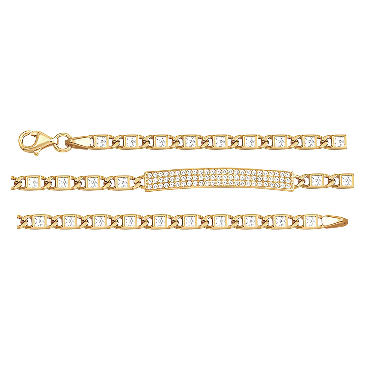 Solid gold id bracelet, 6.95 g — shown in three rows across the frame.