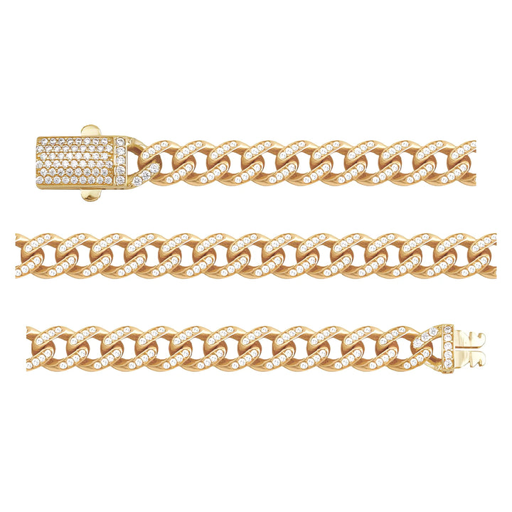 Solid gold curb bracelet, 10.95 g — shown in three rows across the frame.