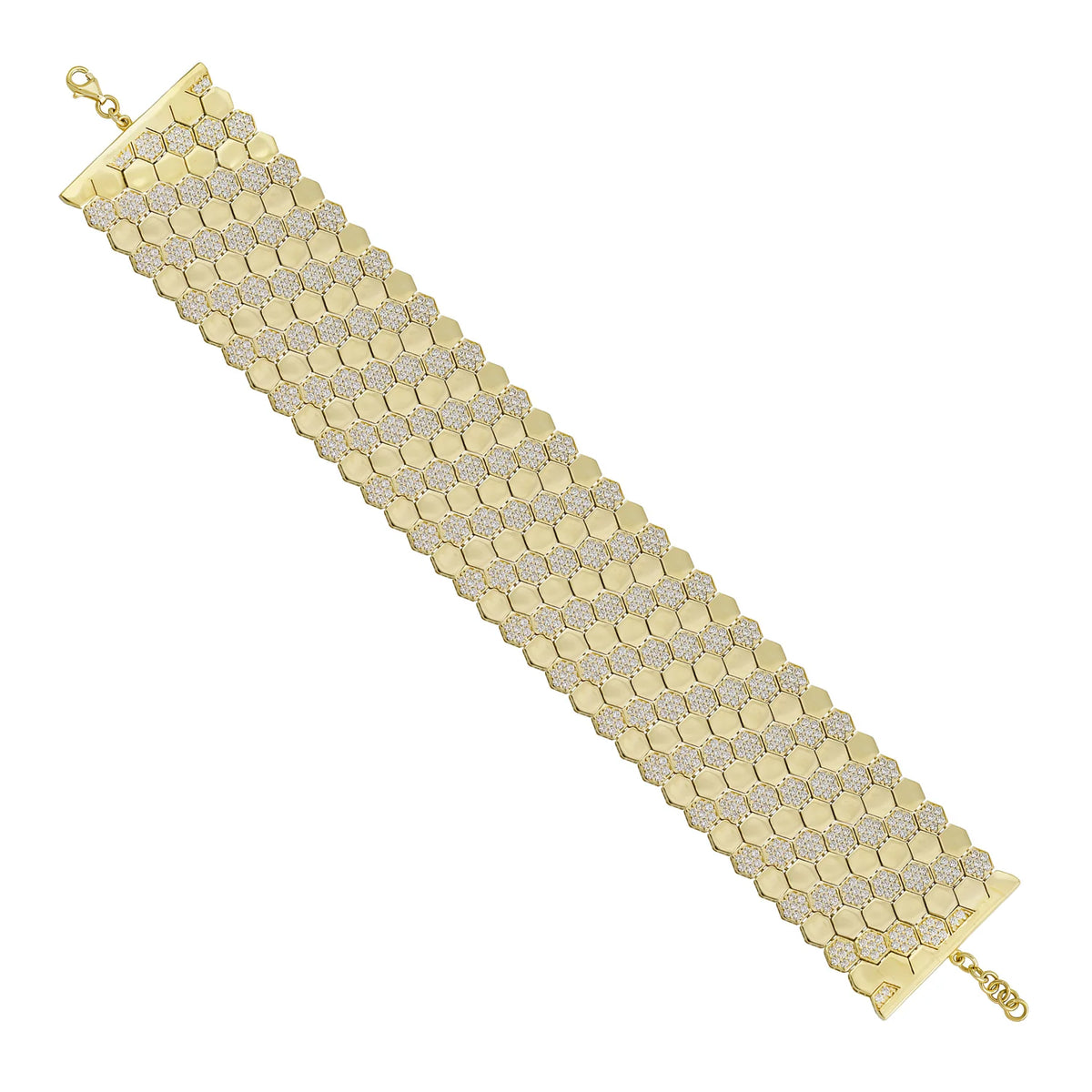 Solid gold honeycomb bracelet, 70.00 g — shown at an angle across the frame.