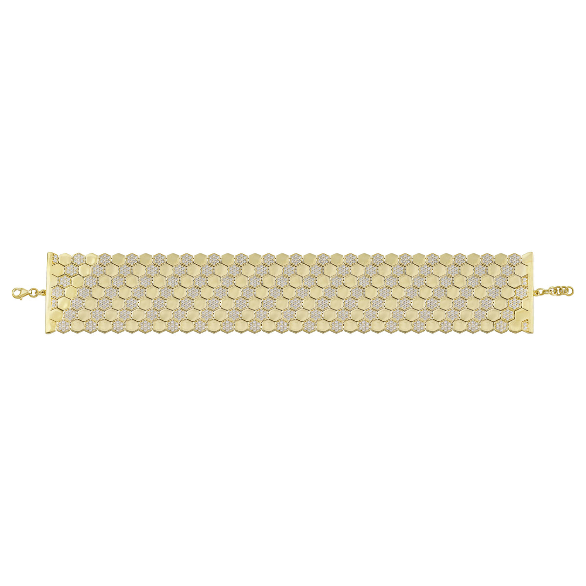 Solid gold honeycomb bracelet, 70.00 g — shown square on a plain background.