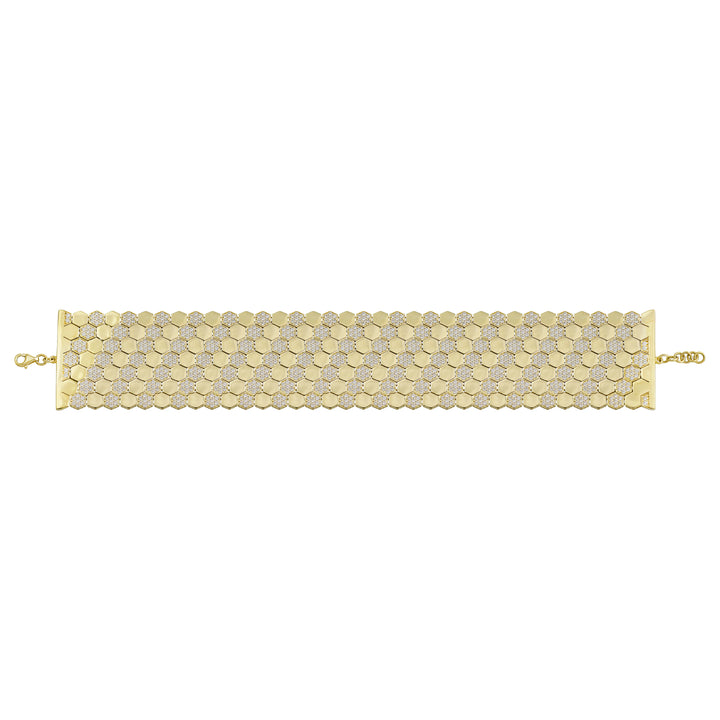 Solid gold honeycomb bracelet, 70.00 g — shown square on a plain background.
