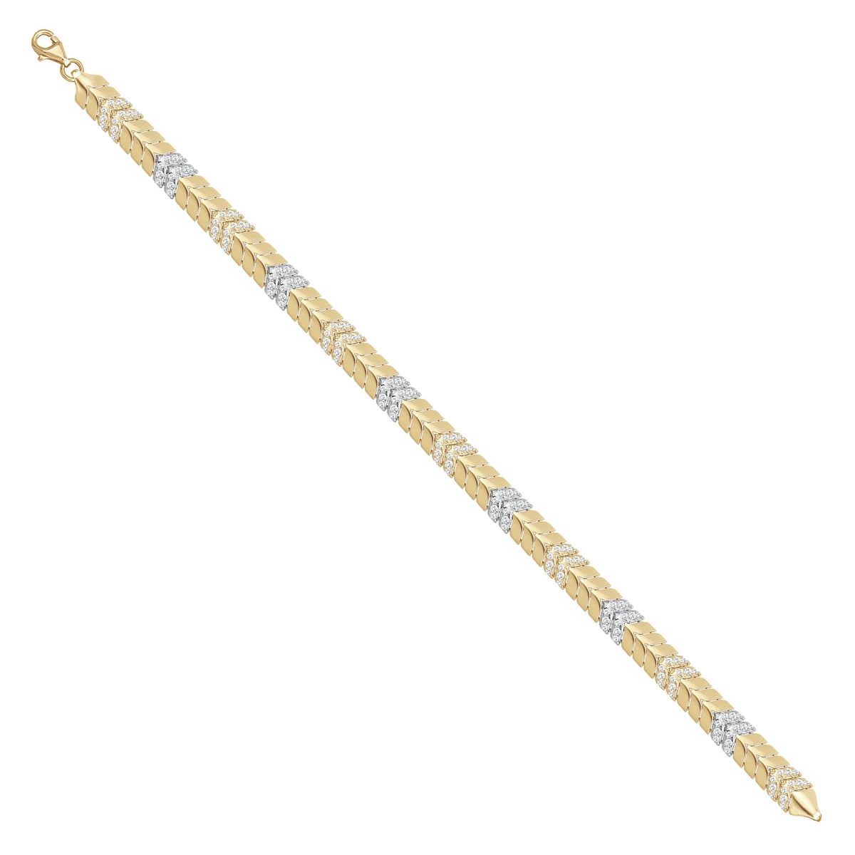 Solid gold herringbone bracelet, 8.50 g — shown at an angle across the frame.