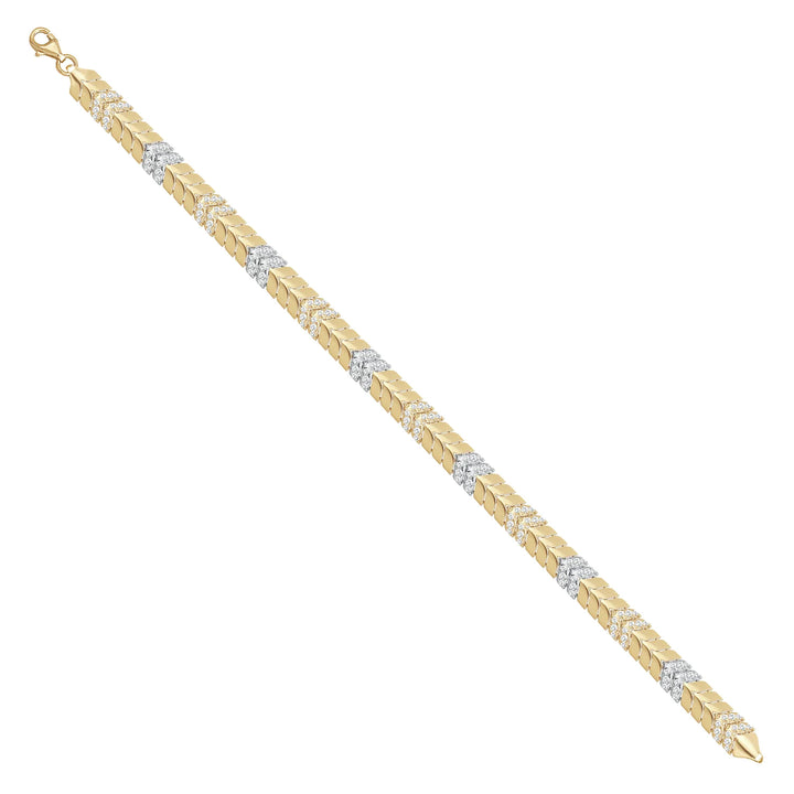 Solid gold herringbone bracelet, 8.50 g — shown at an angle across the frame.