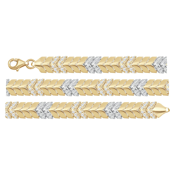 Solid gold herringbone bracelet, 8.50 g — shown in three rows across the frame.