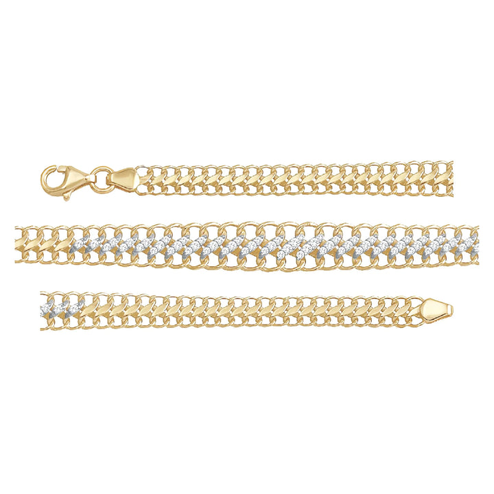 Solid gold curb bracelet, 5.55 g — shown in three rows across the frame.