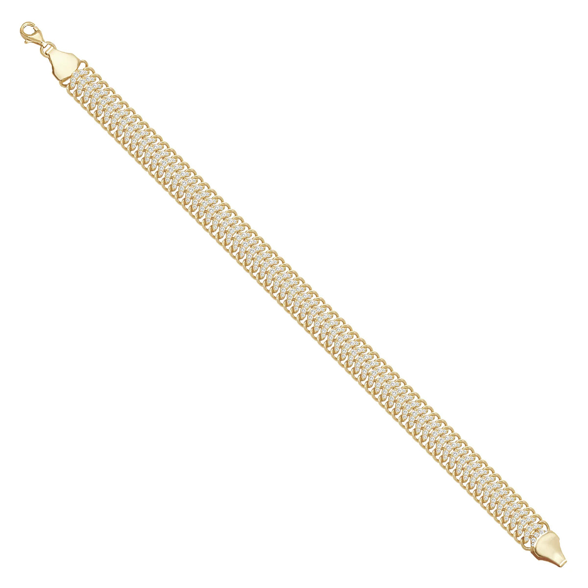 Solid gold herringbone bracelet, 16.00 g — shown at an angle across the frame.