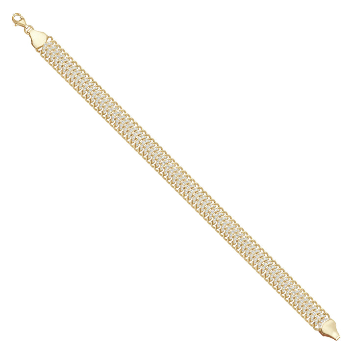 Solid gold herringbone bracelet, 16.00 g — shown at an angle across the frame.