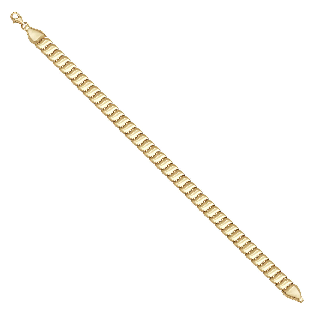 Solid gold braided bracelet, 10.75 g — shown at an angle across the frame.