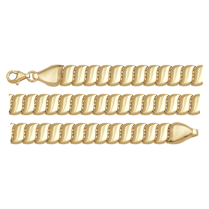 Solid gold braided bracelet, 10.75 g — shown in three rows across the frame.