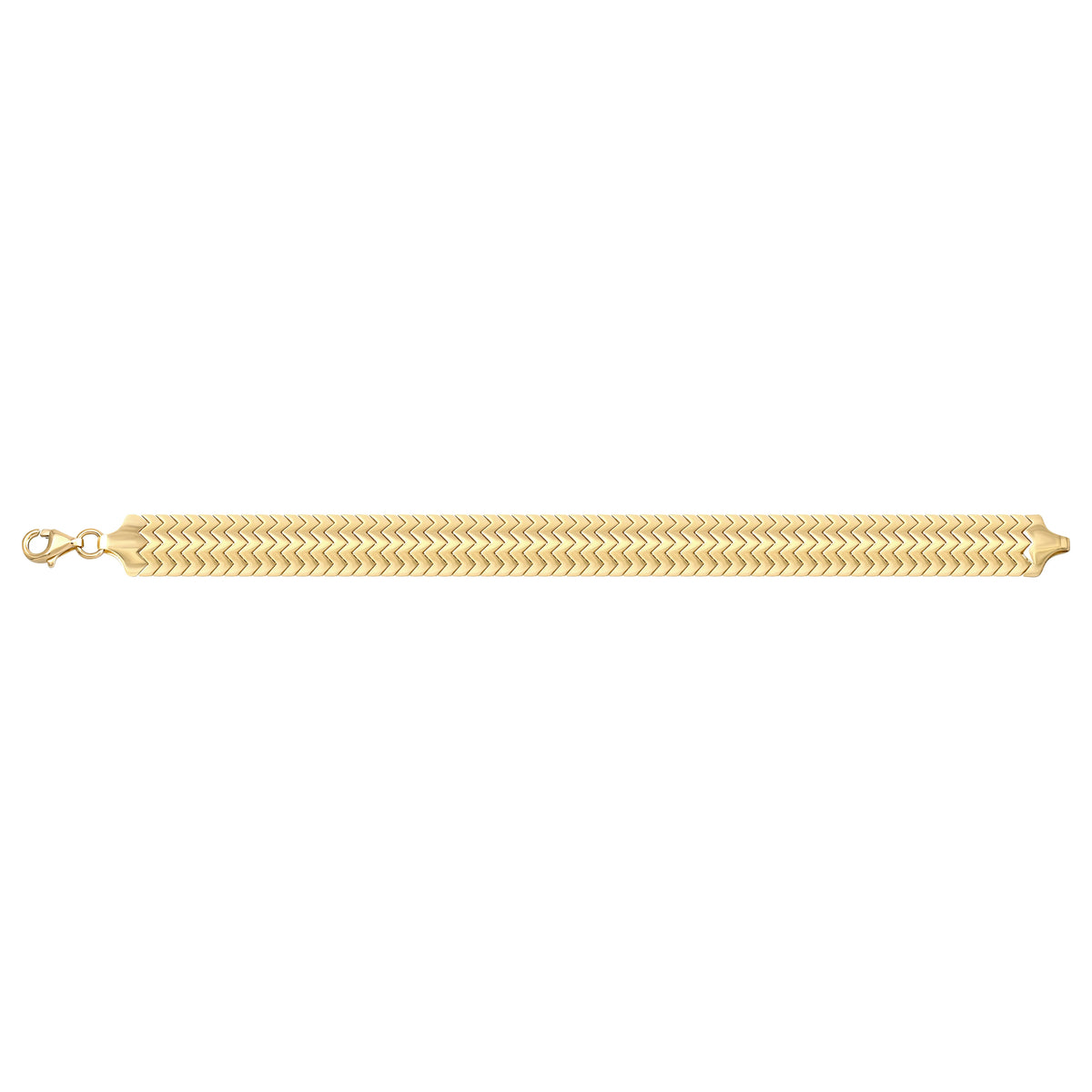 Solid gold herringbone bracelet, 15.95 g — shown square on a plain background.