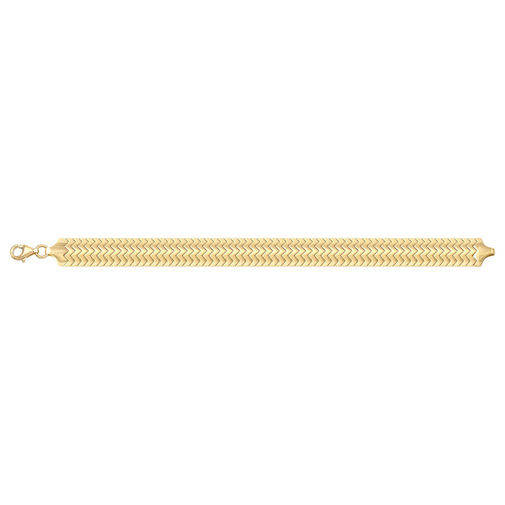Solid gold herringbone bracelet, 15.95 g — shown square on a plain background.