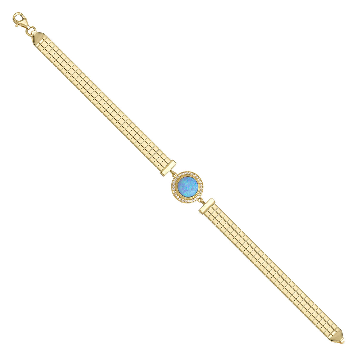 Solid gold brick link bracelet, 7.80 g — shown at an angle across the frame.