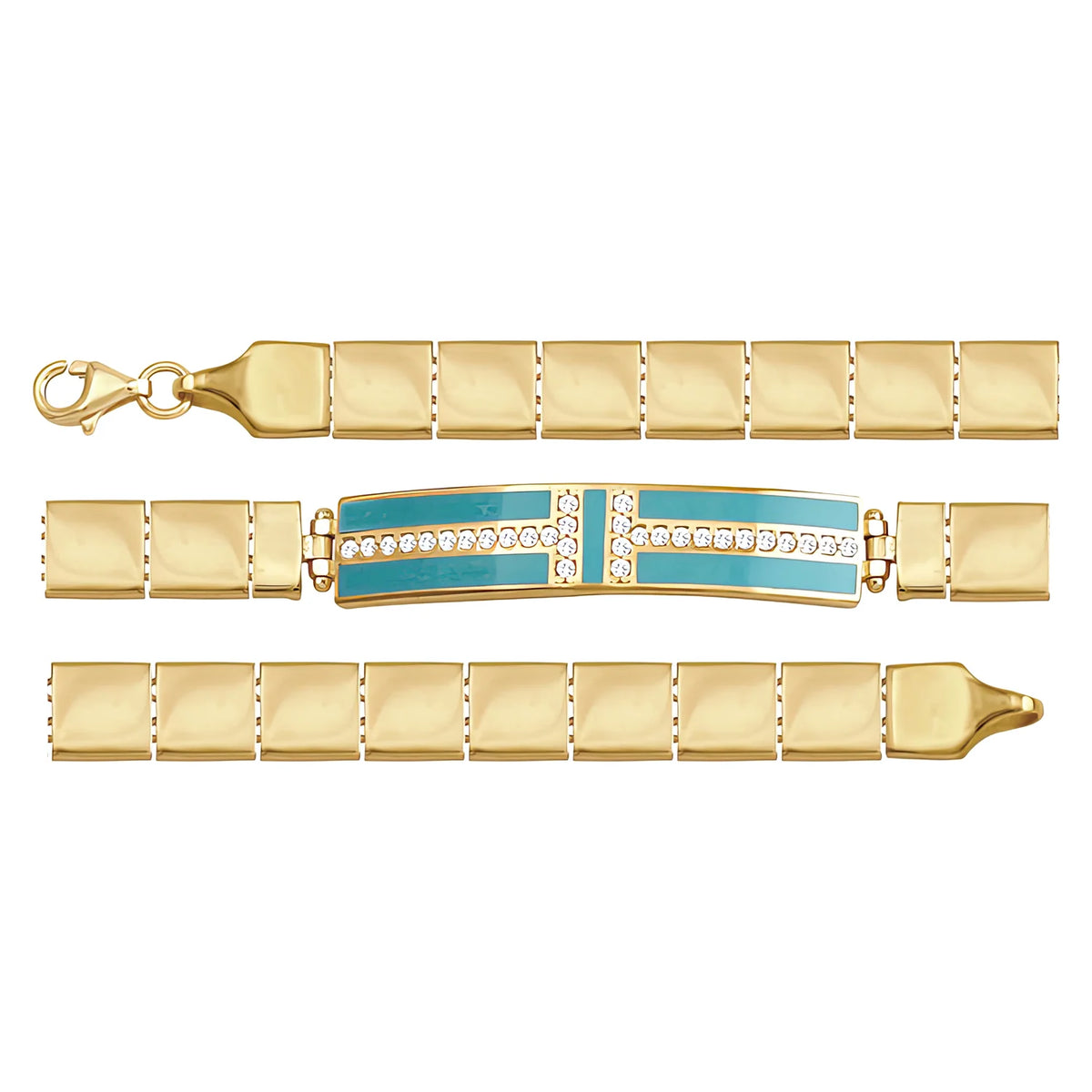 Solid gold id bracelet, 10.05 g — shown in three rows across the frame.