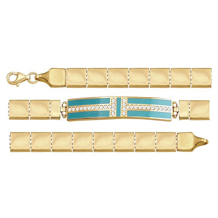 Solid gold id bracelet, 10.05 g — shown in three rows across the frame.