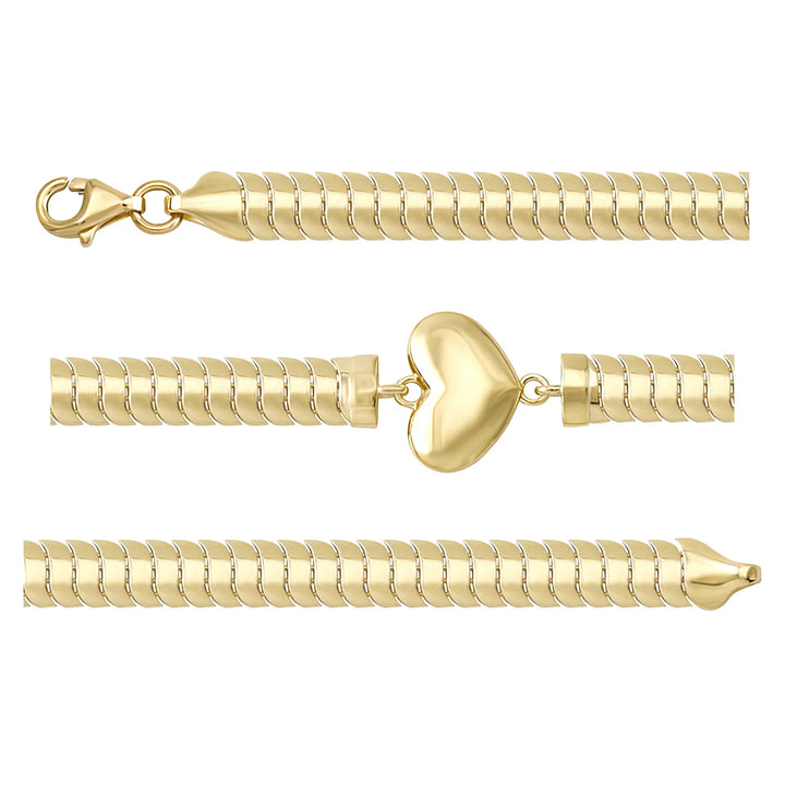 Solid gold herringbone bracelet, 6.65 g — shown in three rows across the frame.
