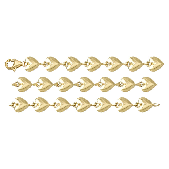 Solid gold fancy link bracelet, 7.55 g — shown in three rows across the frame.