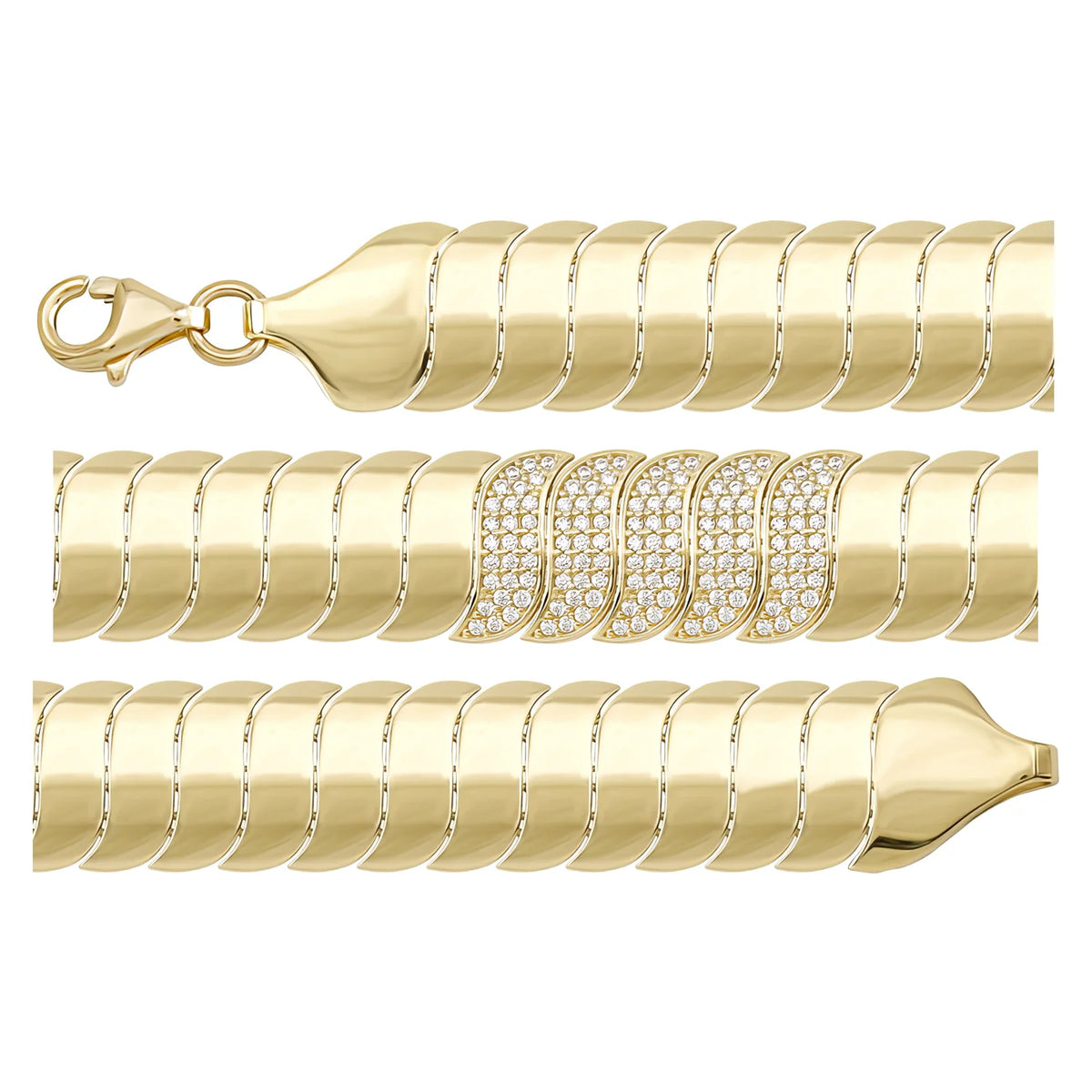 Solid gold braided bracelet, 15.20 g — shown in three rows across the frame.