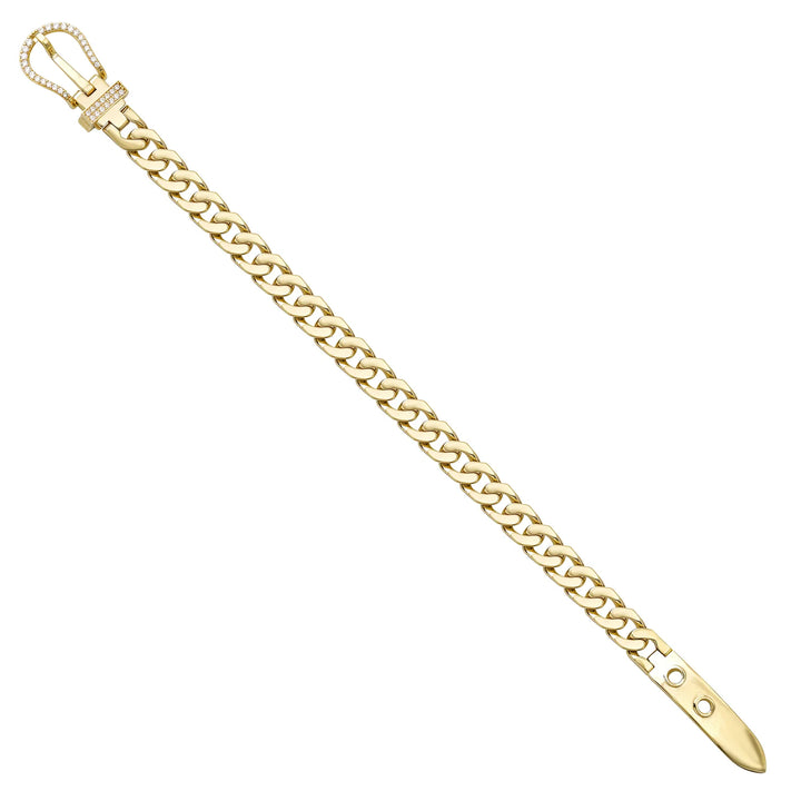 Solid gold curb bracelet, 14.35 g — shown at an angle across the frame.