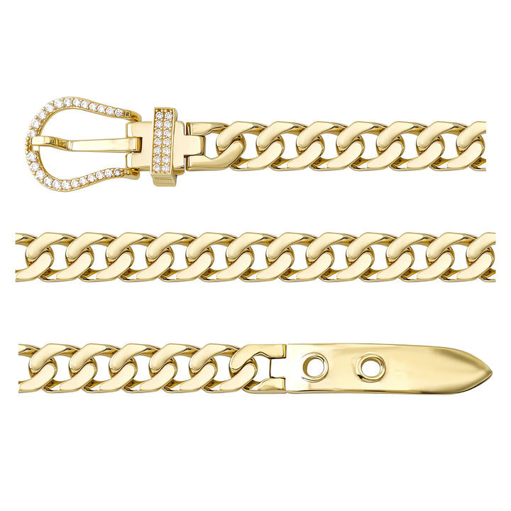 Solid gold curb bracelet, 14.35 g — shown in three rows across the frame.