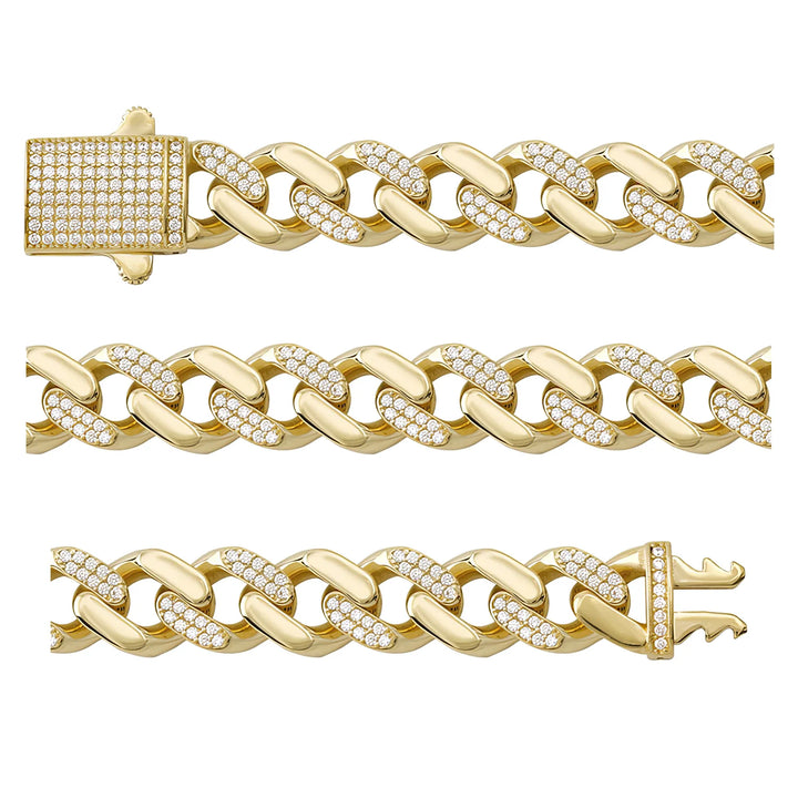 Solid gold curb bracelet, 14.20 g — shown in three rows across the frame.