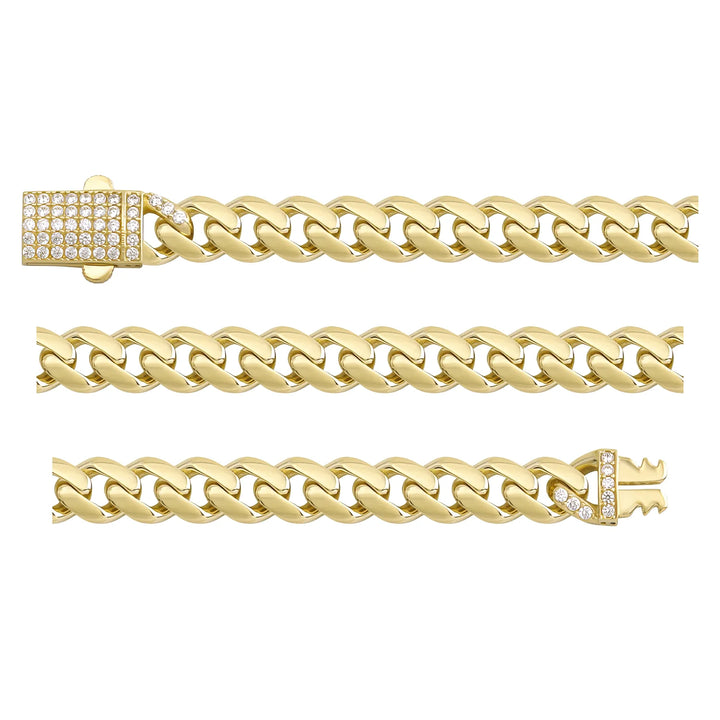Solid gold curb bracelet, 10.55 g — shown in three rows across the frame.