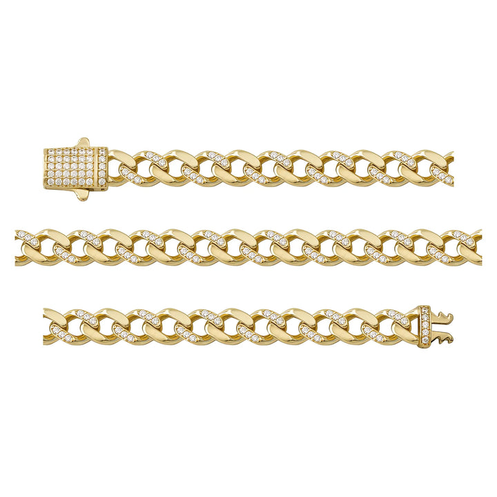 Solid gold curb bracelet, 10.30 g — shown in three rows across the frame.