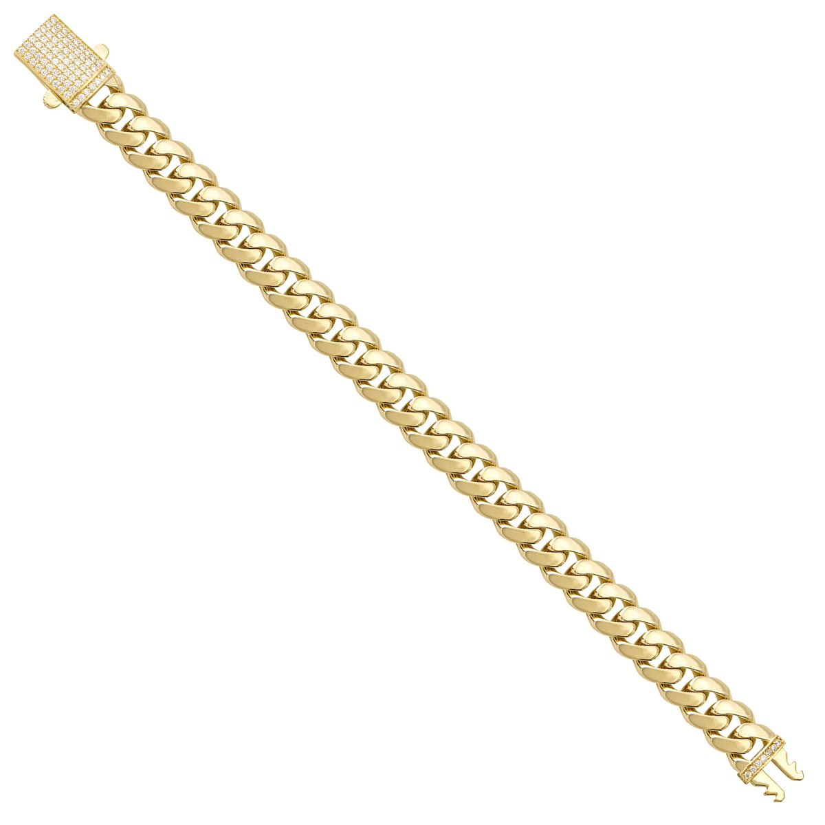 Solid gold curb bracelet, 14.90 g — shown at an angle across the frame.