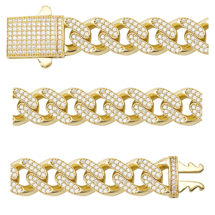 Solid gold curb bracelet, 31.30 g — shown in three rows across the frame.