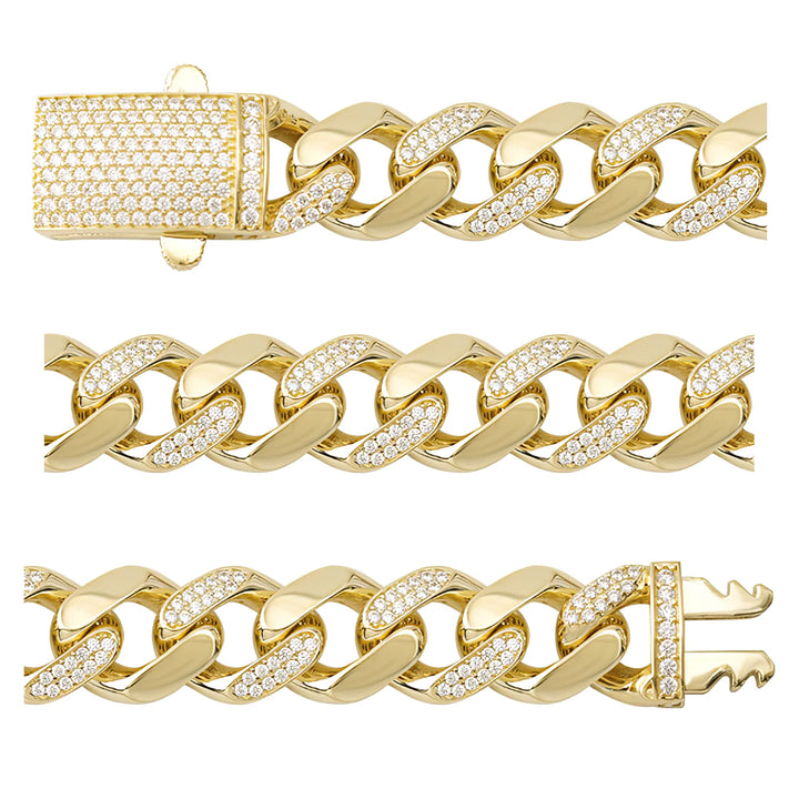 Solid gold curb bracelet, 21.70 g — shown in three rows across the frame.