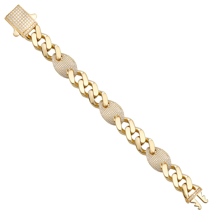 Solid gold curb bracelet, 30.05 g — shown at an angle across the frame.