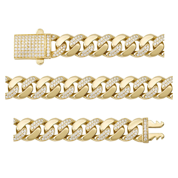Solid gold curb bracelet, 16.05 g — shown in three rows across the frame.