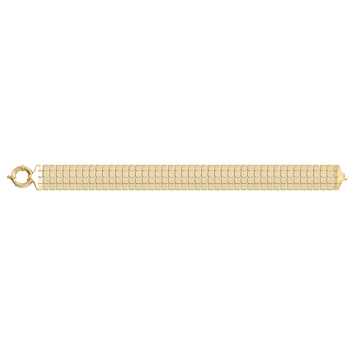 Solid gold brick link bracelet, 16.65 g — shown square on a plain background.