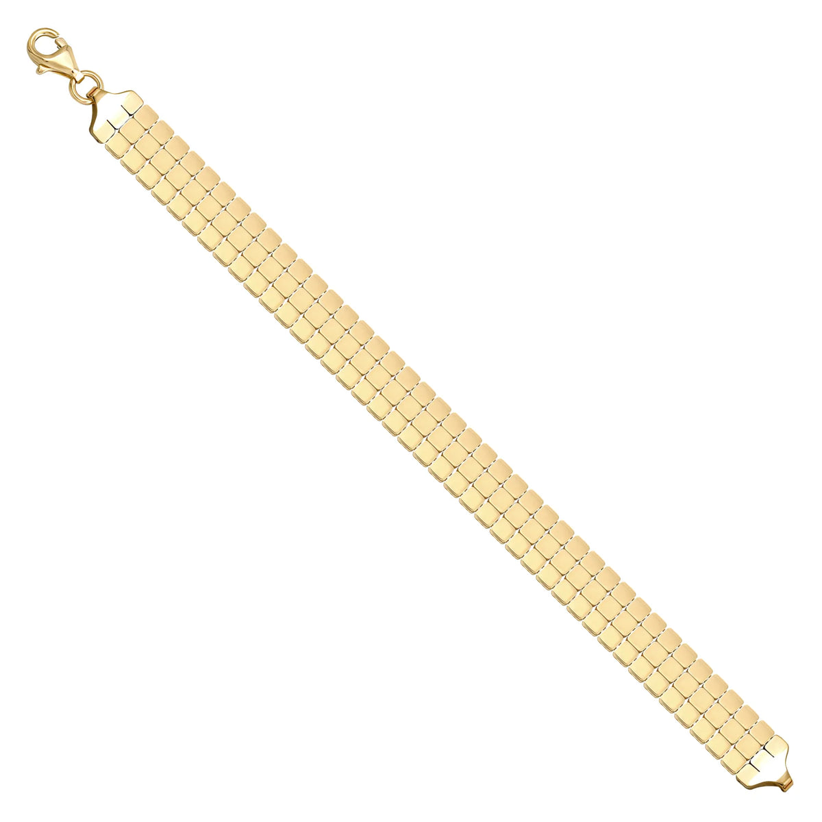Solid gold brick link bracelet, 13.70 g — shown at an angle across the frame.