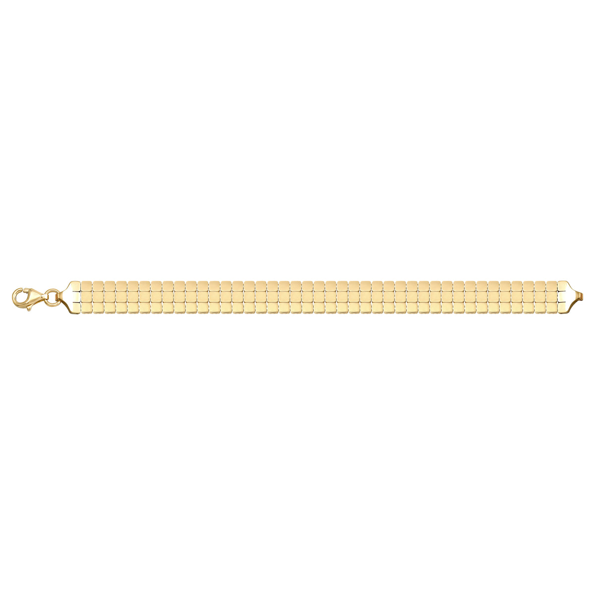 Solid gold brick link bracelet, 13.70 g — shown square on a plain background.