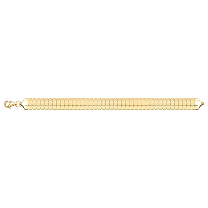 Solid gold brick link bracelet, 13.70 g — shown square on a plain background.