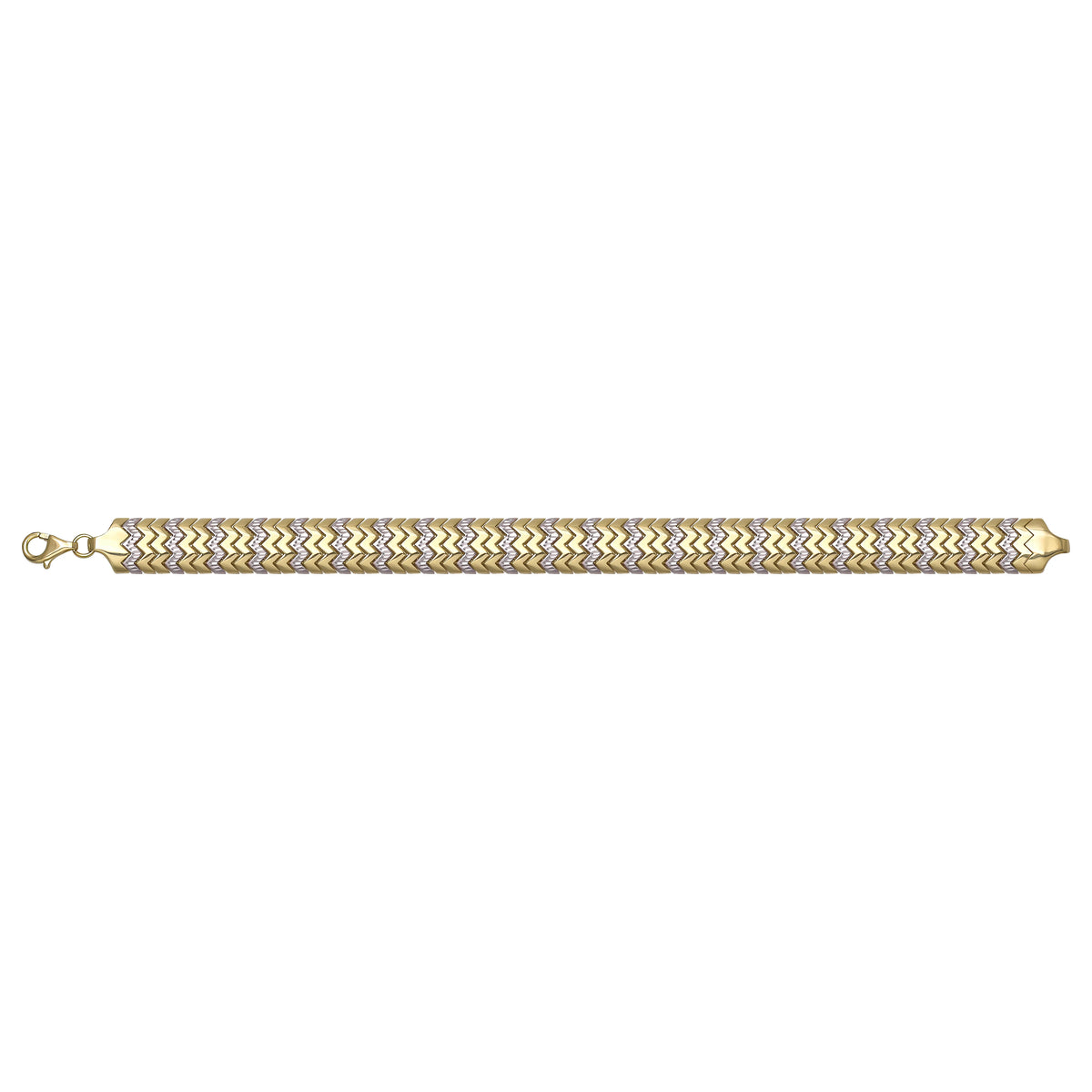 Solid gold herringbone bracelet, 15.35 g — shown square on a plain background.