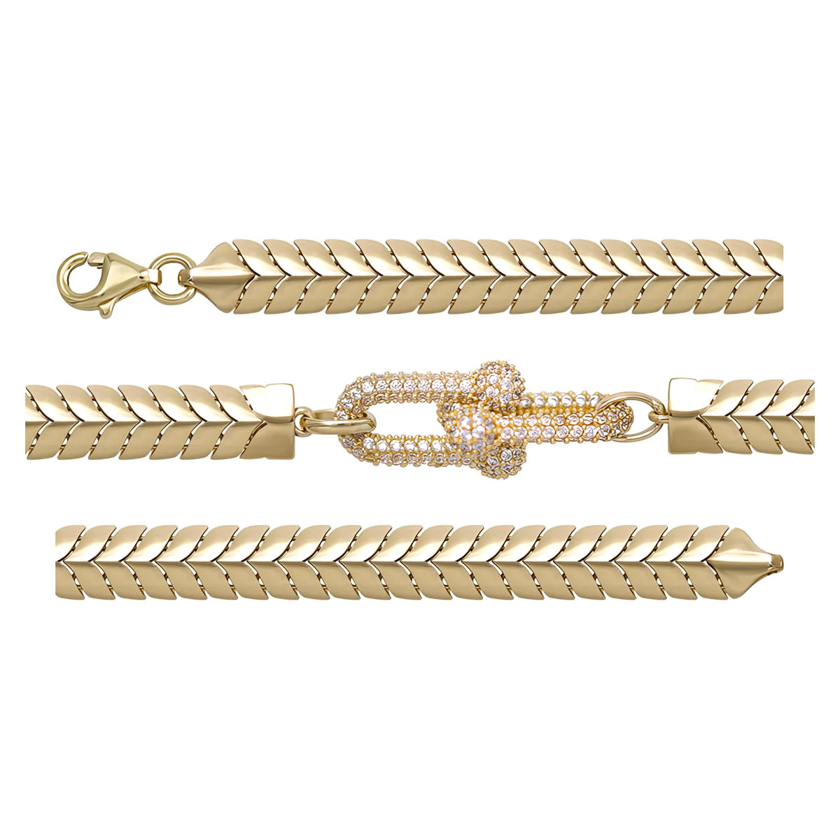 Solid gold fancy link bracelet, 10.53 g — shown in three rows across the frame.