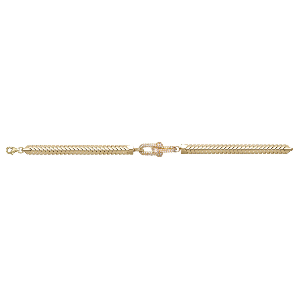 Solid gold fancy link bracelet, 10.53 g — shown square on a plain background.