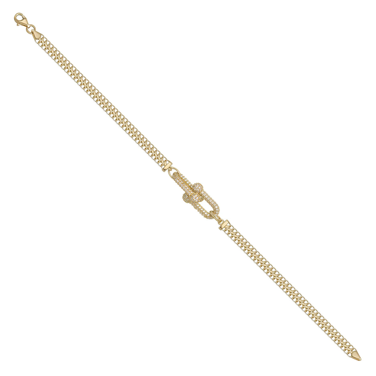 Solid gold fancy link bracelet, 6.88 g — shown at an angle across the frame.