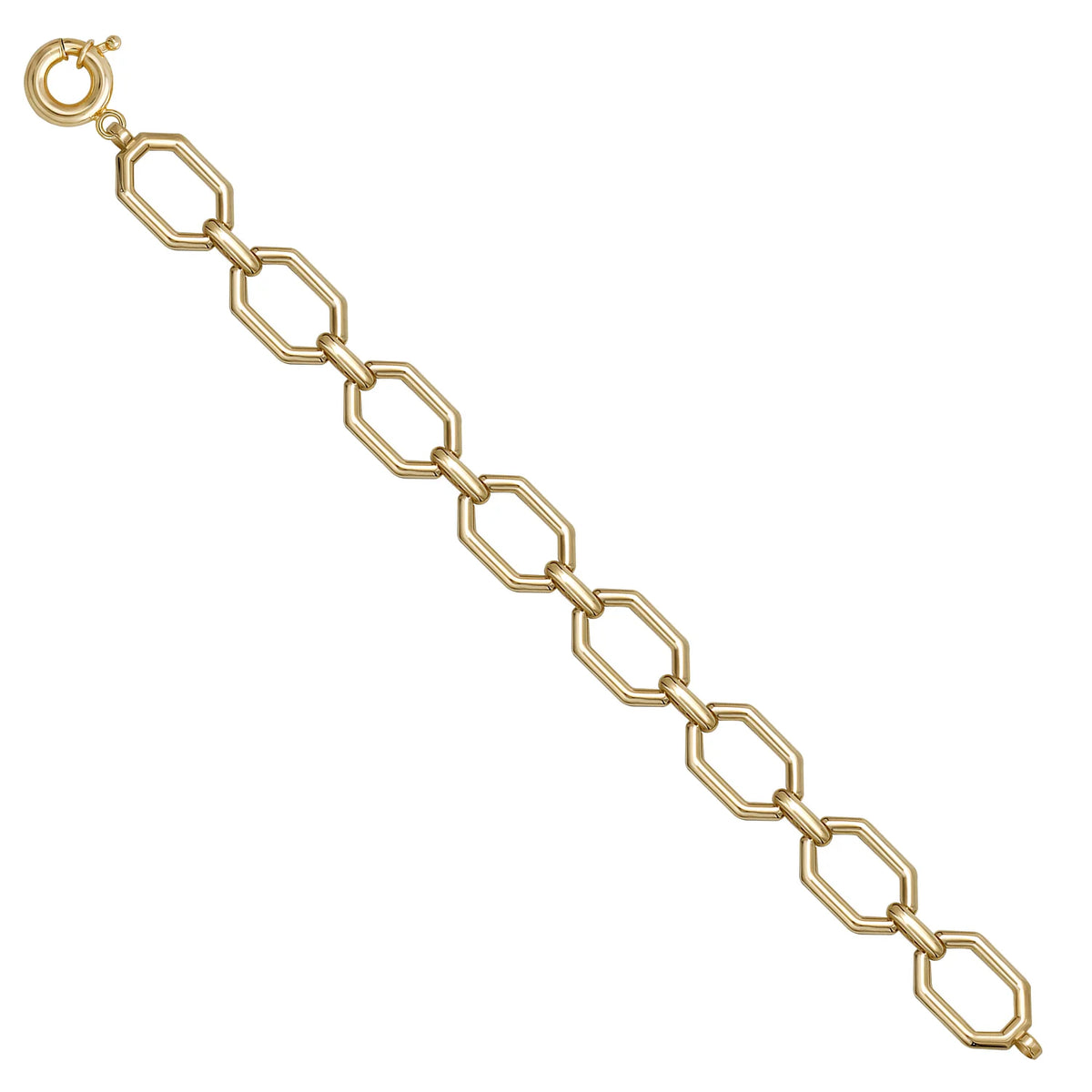 Solid gold fancy link bracelet, 9.45 g — shown at an angle across the frame.