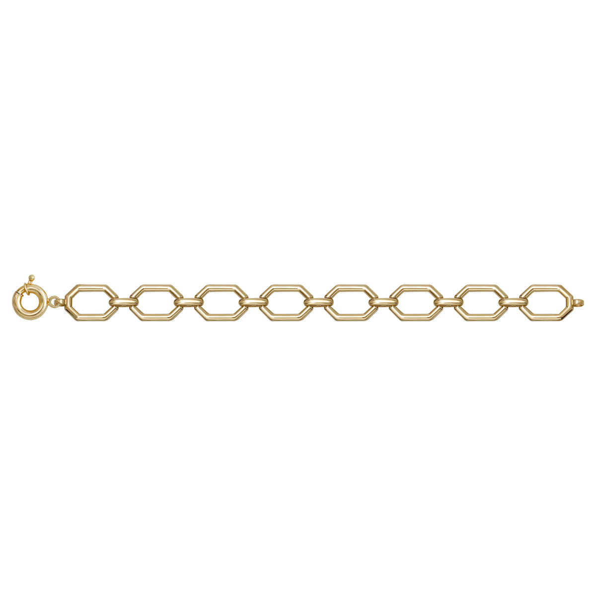 Solid gold fancy link bracelet, 9.45 g — shown square on a plain background.