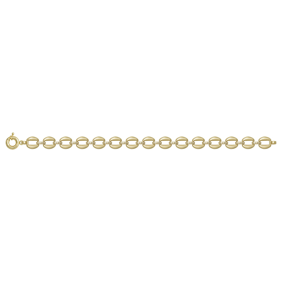 Solid gold fancy link bracelet, 8.48 g — shown square on a plain background.