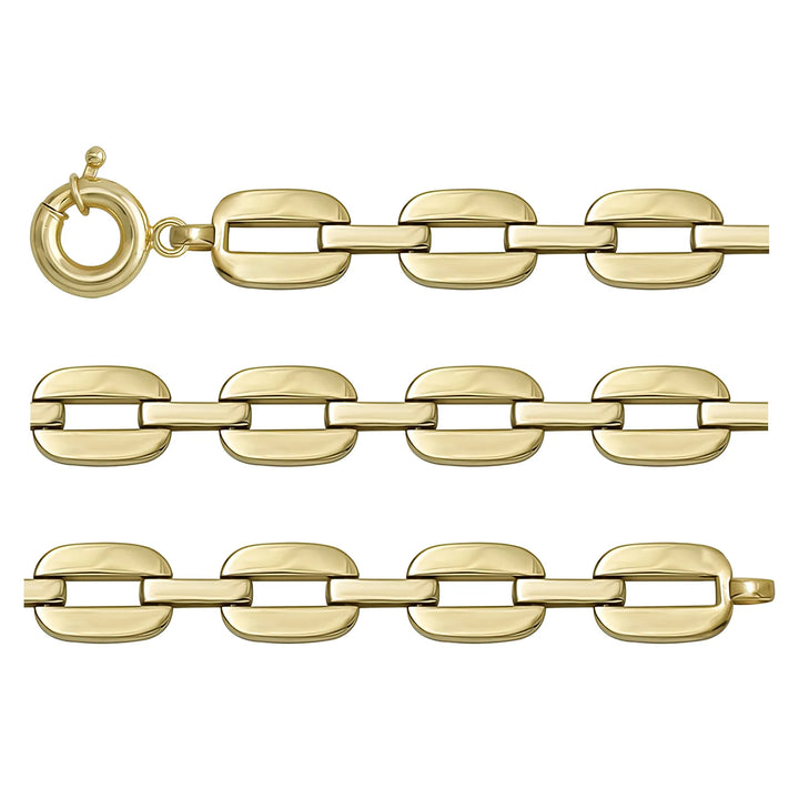 Solid gold fancy link bracelet, 10.08 g — shown in three rows across the frame.