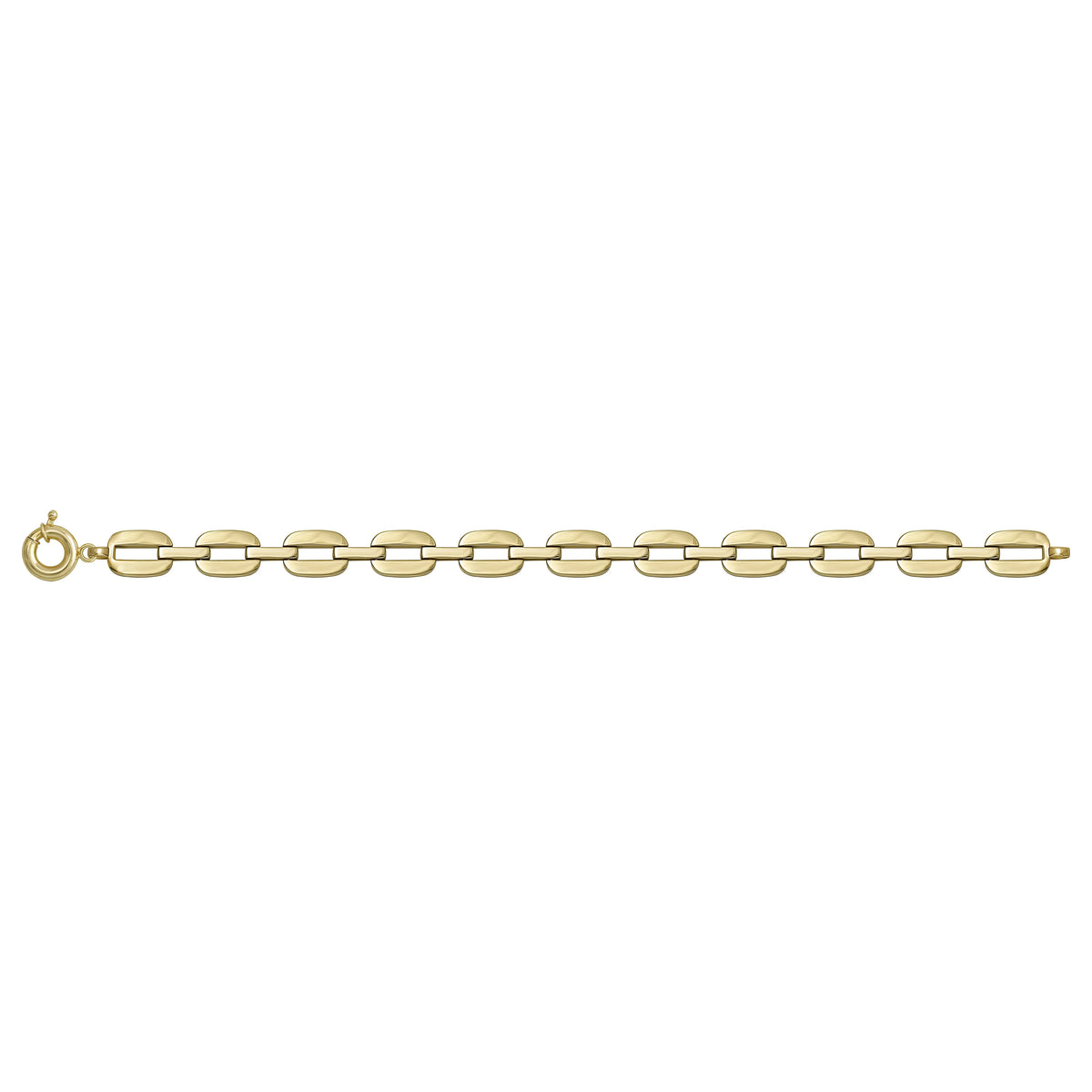 Solid gold fancy link bracelet, 10.08 g — shown square on a plain background.