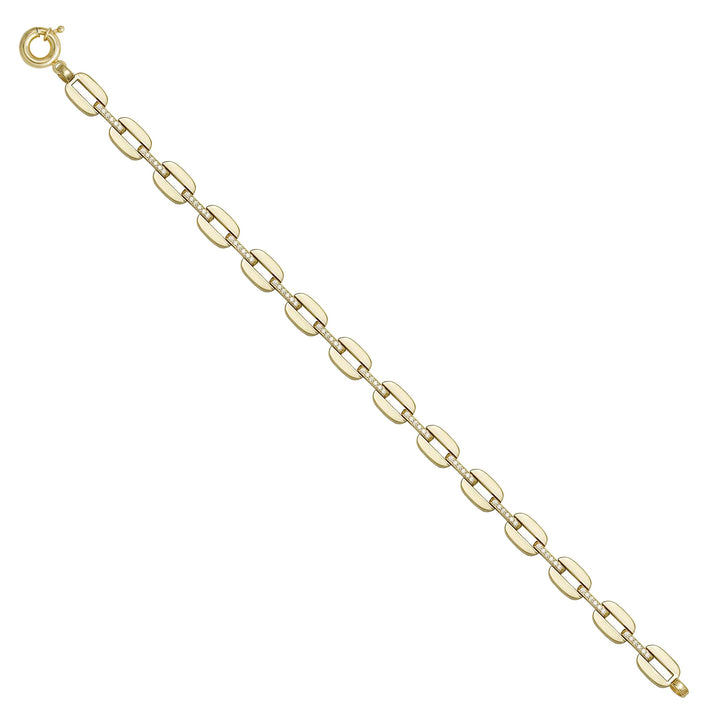 Solid gold fancy link bracelet, 9.65 g — shown at an angle across the frame.